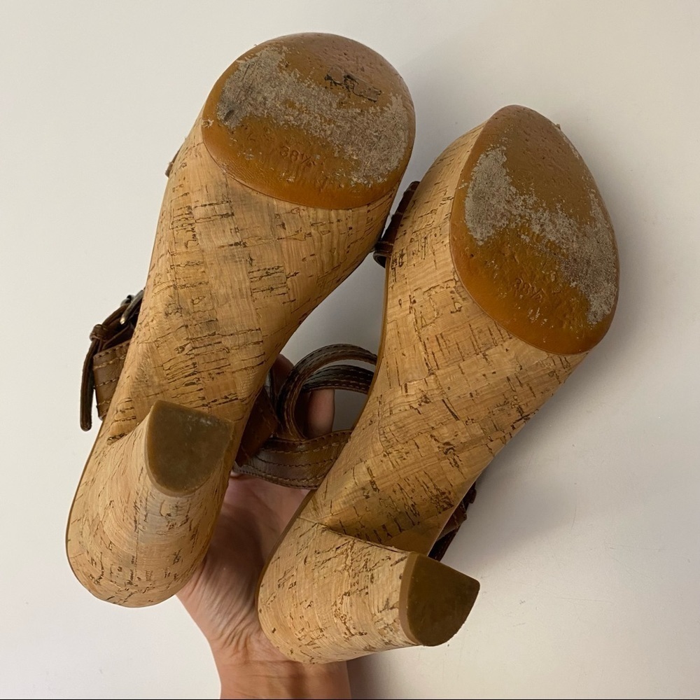 Miu Miu || Double Ankle Buckle Open Toe Cork Bloc… - image 5